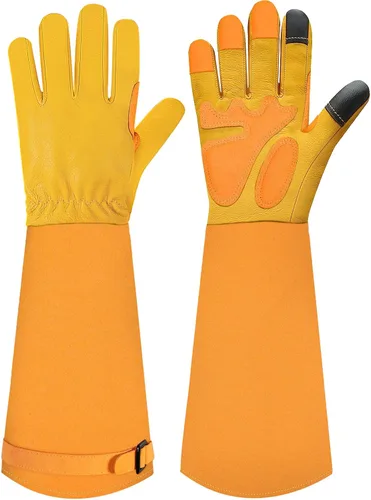 Vista 16 de Guantes largos de jardinería para mujeres/hombres, guantes de poda de rosas a prueba de espinas, guantelete resistente, el mejor regalo de jardín