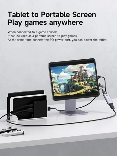Vista 2 de Hagibis USB3.0 Video Capture Card with 100W PD HDMI to USB/USB C 1080P HD 60fps Live and Record Video Audio Game MS2130 for Quest 3 2 Pro VR Switch2