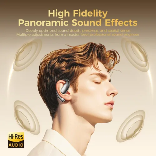 Vista 5 de Auriculares de oreja abierta, auriculares Bluetooth de 50 horas de reproducción con micrófono con cancelación de ruido, auriculares inalámbricos