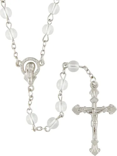 Vista 3 de Needzo Madonna - Rosario con cuentas de crucifijo plateado y oración católica, regalo de recuerdo religioso, regalo de confirmación