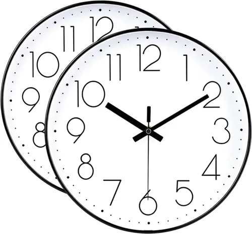 Vista 13 de jomparis Reloj de pared negro de 10 pulgadas, funciona con pilas, reloj de pared silencioso y sin tictac, reloj clásico para el hogar, oficina