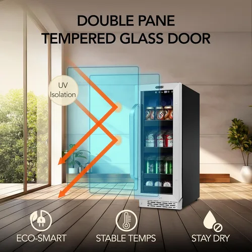 Vista 9 de Whynter BBR-638SB Refrigerador y enfriador de bebidas integrado debajo del mostrador de 12 pulgadas, refrigerador con puerta de vidrio, 2.0 pies