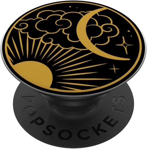 Vista 6 de PopSockets PopGrip vintage de Sun Stars Mystical Galaxy Wicca Space Crescent Moon PopSockets PopGrip: agarre intercambiable para teléfonos