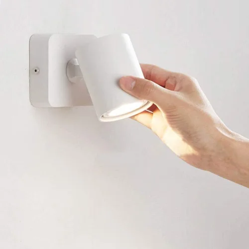 Vista 2 de Lámpara de pared de lectura de mesita de noche, lámpara de techo LED para interiores, aplique de pared ajustable giratorio blanco GU10..