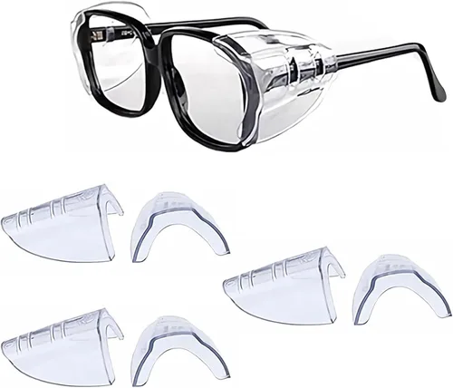Vista 8 de Korty 3/6/10 pares de protectores laterales para lentes, flexibles, se deslizan en los laterales, para lentes de seguridad, se adaptan a lentes