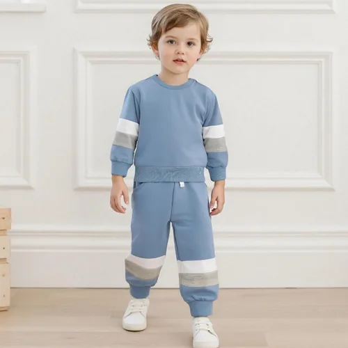 Vista 18 de Kuriozud Conjunto de 2 piezas de sudadera con cuello redondo y pantalones deportivos para niños pequeños para otoño e invierno