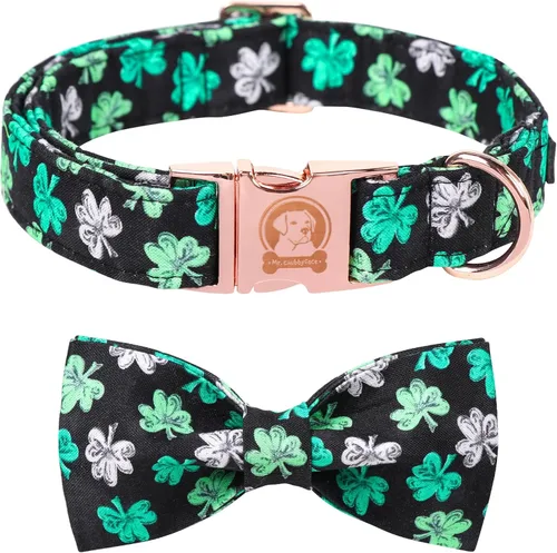 Vista 11 de MR. CHUBBYFACE - Collar de perro de San Valentín con corbatín, lindo collar de perro con corazón azul con hebilla de metal, collar de algodón