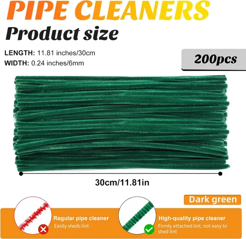 Vista 2 de Veroave Limpiapipas, limpiadores de pipas verdes, 200 tallos de chenilla