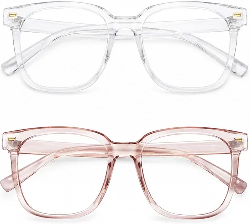 Vista 12 de PANNER Gafas cuadradas de gran tamaño con bloqueo de luz azul antideslumbrante para computadora Naranja claro