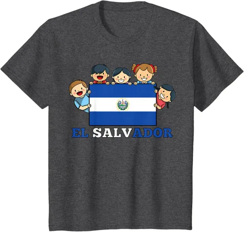 Vista 36 de Camiseta salvadoreña del Mes de la Herencia Hispana con la bandera de El Salvador para niños, Negro
