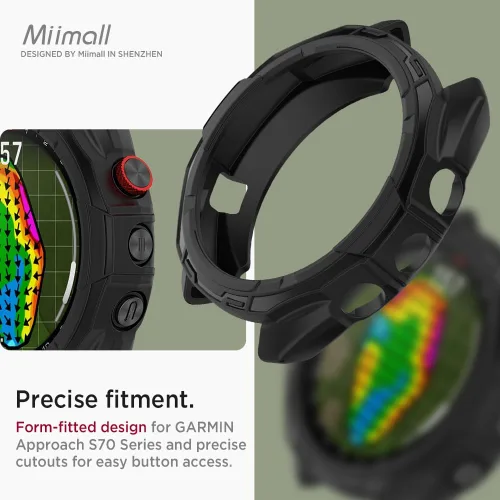 Vista 7 de Miimall Funda compatible con Garmin Approach S70, a prueba de golpes, antiarañazos, carcasa ultrafina, suave, bisel de TPU, funda protectora