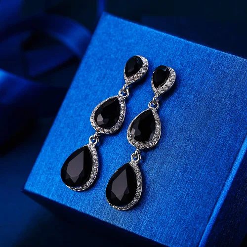 Vista 96 de EleQueen Pendientes de cristal austriaco en tono dorado para mujer, forma de pera de 2.5 pulgadas, color esmeralda