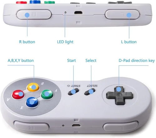 Vista 4 de KIWITATA Wireless Classic SNES USB Controller, 2.4G Rechargeable Retro SNES Remote Emulator Gamepad Controller for Windows 11XP87 MAC RetroPie