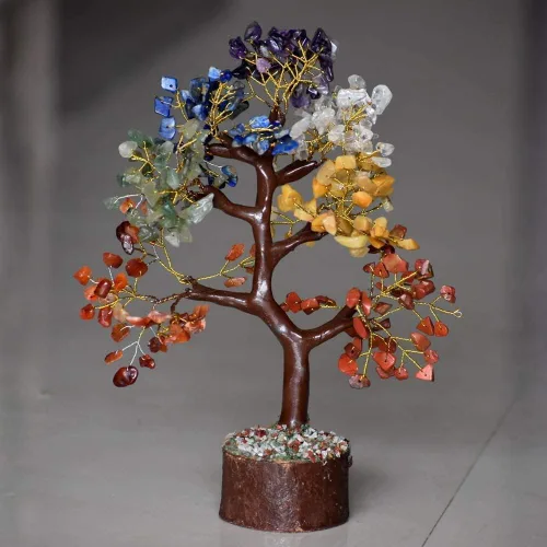 Vista 4 de Árbol de cristal, árbol de 7 piedras de chakras, decoración de cristal para el hogar, fortuna, regalos espirituales para la buena suerte, árboles