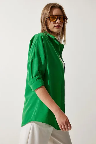 Vista 2 de BIG DART - Camisas de gran tamaño con botones para mujer, blusas informales de verano con manga larga