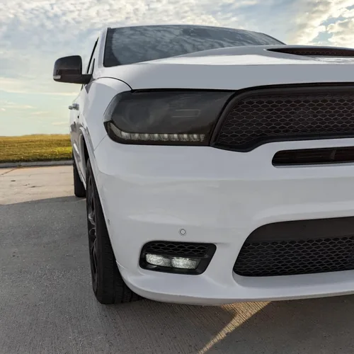 Vista 5 de SlickMod Tinte de humo de vinilo precortado para faros Dodge Durango 2011-2023 (20% humo oscuro, 1. faro)