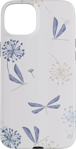 Vista 9 de Bonita funda para iPhone 17 con diseño de libélula de diente de león azul lavanda beige