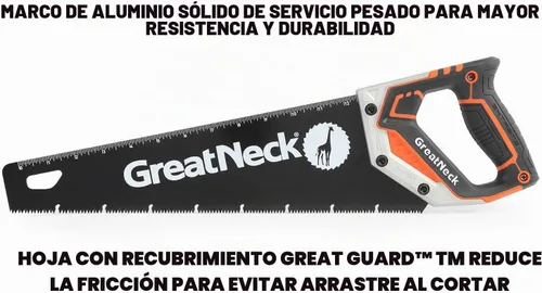 Vista 3 de GreatNeck 74003 - Sierra de mano de 15 pulgadas, hoja de acero SK-5, dientes de tres biseles, agarre cómodo, marco de aluminio, herramienta de corte