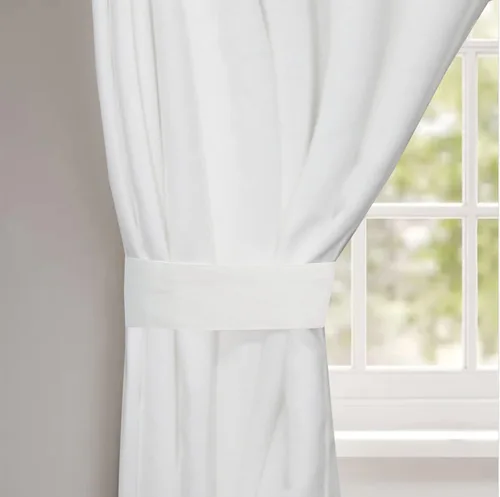 Vista 3 de COTTON CRAFT Cortina Blanca - Panel de Ventana - Juego de 2 Cortinas - Grueso Telar de Pato de Algodón Reversible con Pestaña Superior para Ventana