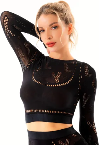 Vista 5 de LASETA Trajes de entrenamiento sexy sin costuras para mujer, diseño creativo, pantalones cortos, conjunto deportivo de 2 piezas