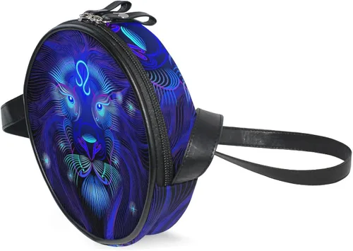 Vista 2 de ALAZA Fantasy 12constelación signos del zodiaco Leo redondo Crossbody Bolsa Círculo bolso bolso de mensajero bolsa
