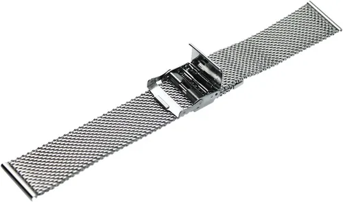 Vista 3 de RECHERE Pulsera de acero inoxidable de malla para reloj de pulsera, correa de enclavamiento, cierre de seguridad, plata 18 20 22 0.945 in