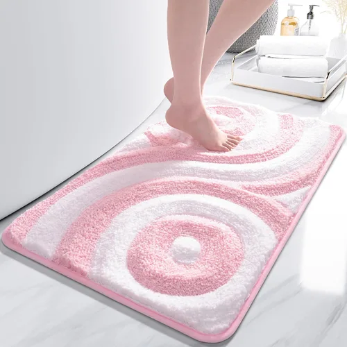 Vista 8 de QJHOMO Alfombras de Baño Lindas en Blanco y Negro Antideslizantes Tapete de Baño Decoración de Baño Moderna Estética, Alfombra de Baño Geométrica a