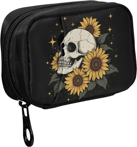 Vista 19 de Fustylead Groovy - Organizador de píldoras de flores, estilo bohemio, retro, 2 veces al día, con cremallera, dispensadores semanales portátiles