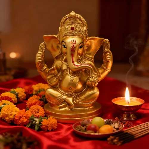 Vista 4 de BangBangDa Estatua de Lord Ganesha hindú – Elefante indio Dios Murti Decoración Pintura a mano Figuras ídolo Boda Regreso Regalos para el Hogar