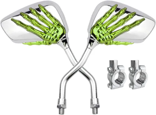 Vista 11 de Par de espejos distintivos de calavera y esqueleto para bicicleta de mano, espejo retrovisor lateral para manillar, soporte de montaje, abrazadera