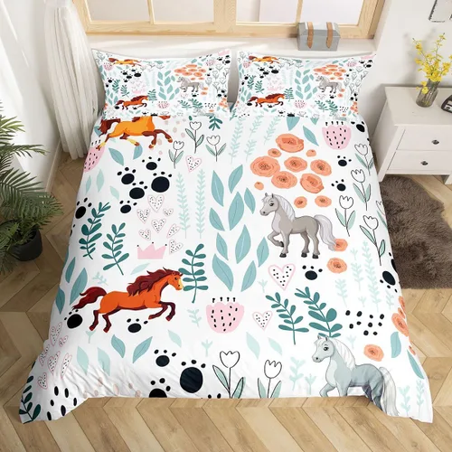 Vista 41 de Erosebridal Juego de ropa de cama individual de animales de la selva para niñas y niños, funda de edredón de elefante oso, tigre, león, safari