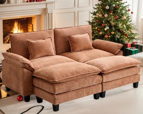 Vista 54 de Sofá Seccional, Sofá Modular Cloud con Otomana, Sofás Cama de Asiento Profundo con Almohadas Decorativas, Cómodo Sofá de Dos Plazas de Chenilla