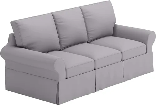 Vista 8 de La funda de sofá es de repuesto para sofá de 3 asientos. Se adapta a Pottery Barn PB Basic sofá de tres asientos (gris claro básico)