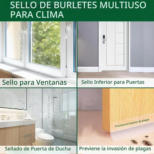Vista 6 de 49 pies de cinta de sellado para clima transparente, sello de puerta, cinta adhesiva para evitar corrientes de aire para puertas, cinta de sellado