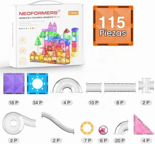 Vista 3 de Juego de azulejos magnéticos con diseño de mármol, 115 piezas