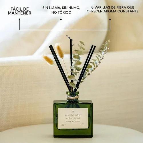 Vista 6 de Craft & Kin Difusor de varillas con flores secas Difusor de varillas de otoño perfumado de cítricos sicilianos y eucalipto de 5 onzas
