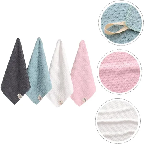 Vista 5 de 4 toallas cuadradas de secado rápido, toallas de baño de microfibra para niños, toallas pequeñas de secado rápido, toallas delicadas para la cara