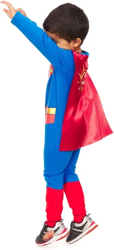 Vista 3 de DC Comics Toddler Boys Superhero Costume - Zip Up Jumpsuit with Cape
