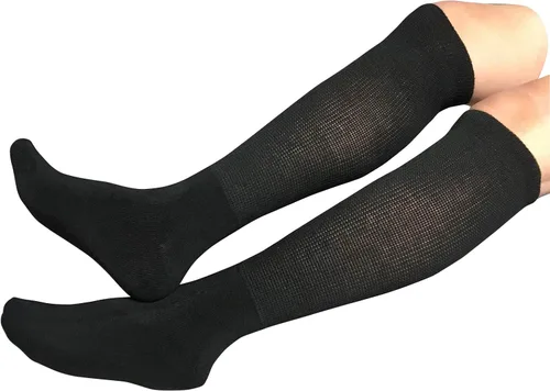 Vista 6 de SYOLLAVE Calcetines diabéticos extra anchos para linfedema, calcetines bariátricos no vinculantes hasta la rodilla para edema hinchado, pies