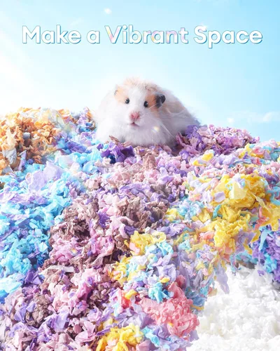 Vista 8 de BUCATSTATE Hamster Bedding - Ropa de cama de papel para animales pequeños, 99 % libre de polvo, con control de olor, acogedora arena para hámster