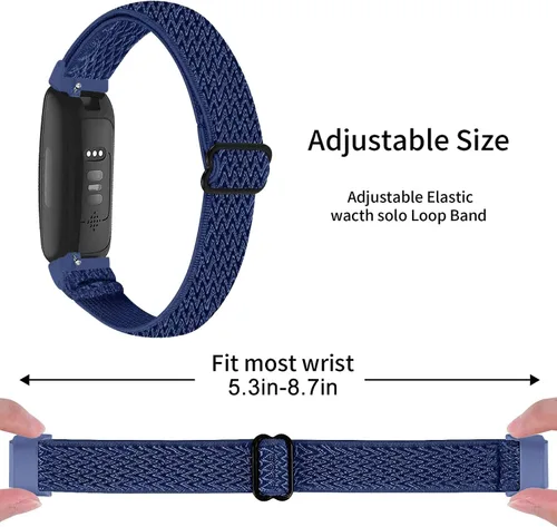 Vista 3 de Paquete de 3 bandas elásticas de nailon compatibles con Fitbit Inspire 3/Inspire 2/Inspire HR/Inspire, correa deportiva de repuesto ajustable