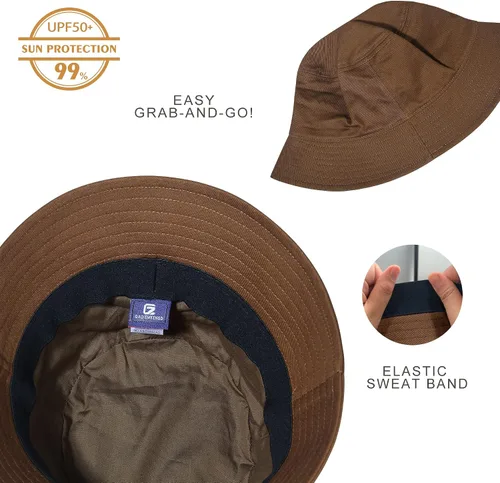 Vista 2 de GADIEMKENSD Sombrero de pescador 100% algodón, unisex, protección solar UPF 50, ligero, plegable