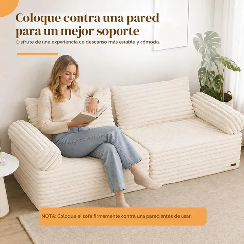 Vista 5 de MeMoreCool Sofá cama convertible, sofá plegable con almohadas, pana