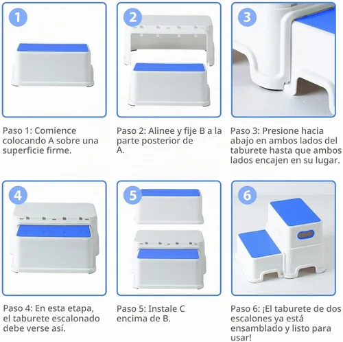 Vista 8 de Victostar Taburete de 2 pasos para niños, taburete antideslizante resistente para niños pequeños de dos pasos para entrenamiento de inodoro, baño