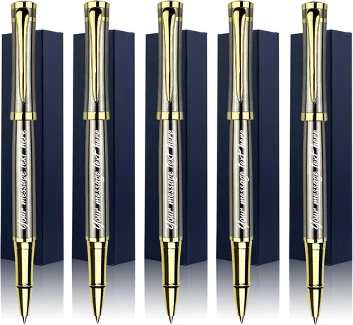 Vista 8 de Ancolo Bolígrafos Negros Personalizados para Negocios Ejecutivos - Punta Media con 10 Recambios de Tinta Negra Personalizados con Tu Nombre