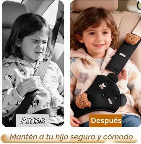 Vista 2 de Funda para Cojín de Cinturón de Seguridad para Niños, Lindas Fundas de Cinturón de Seguridad para Niños con Animales & Cojín Triangular para Niñas