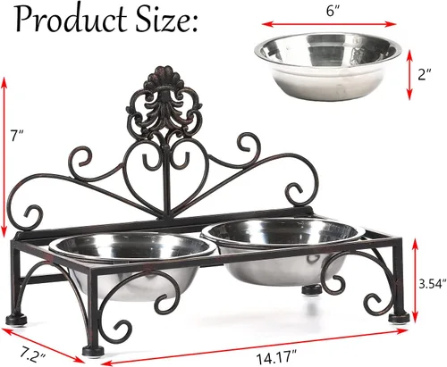 Vista 2 de Cuencos elevados para perros pequeños, cuenco elevado de metal para perros y gatos, con comedero doble de acero inoxidable para mascotas