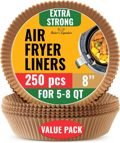Vista 8 de Forros pequeños redondos de 6.3” para freidora de aire, forros de papel para freidora de aire de 2-4 qt, 125 piezas de papel de pergamino desechable