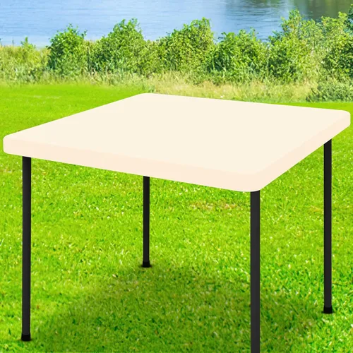 Vista 55 de Moosfor Mantel rectangular de elastano de 4 pies, manteles elásticos ajustables para pícnic, funda elástica y lavable para mesa de patio para Azul