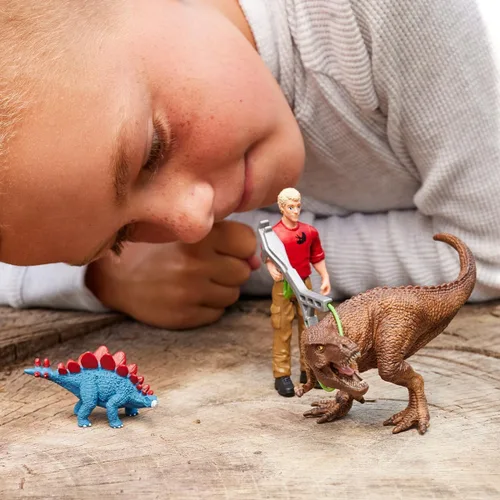 Vista 3 de Schleich Dinosaurs - Juego de 5 piezas de tiranosaurio Rex Attack - Juguete de dinosaurio para niños y niñas - Figuras de dinosaurio para niños a